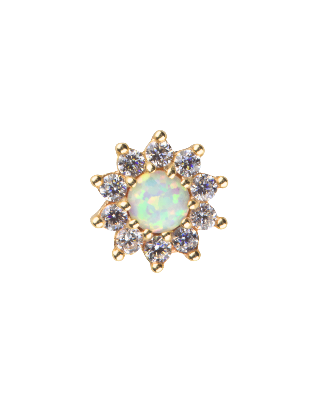 14K Gold Opal Gemstone Starburst Threadless Top
