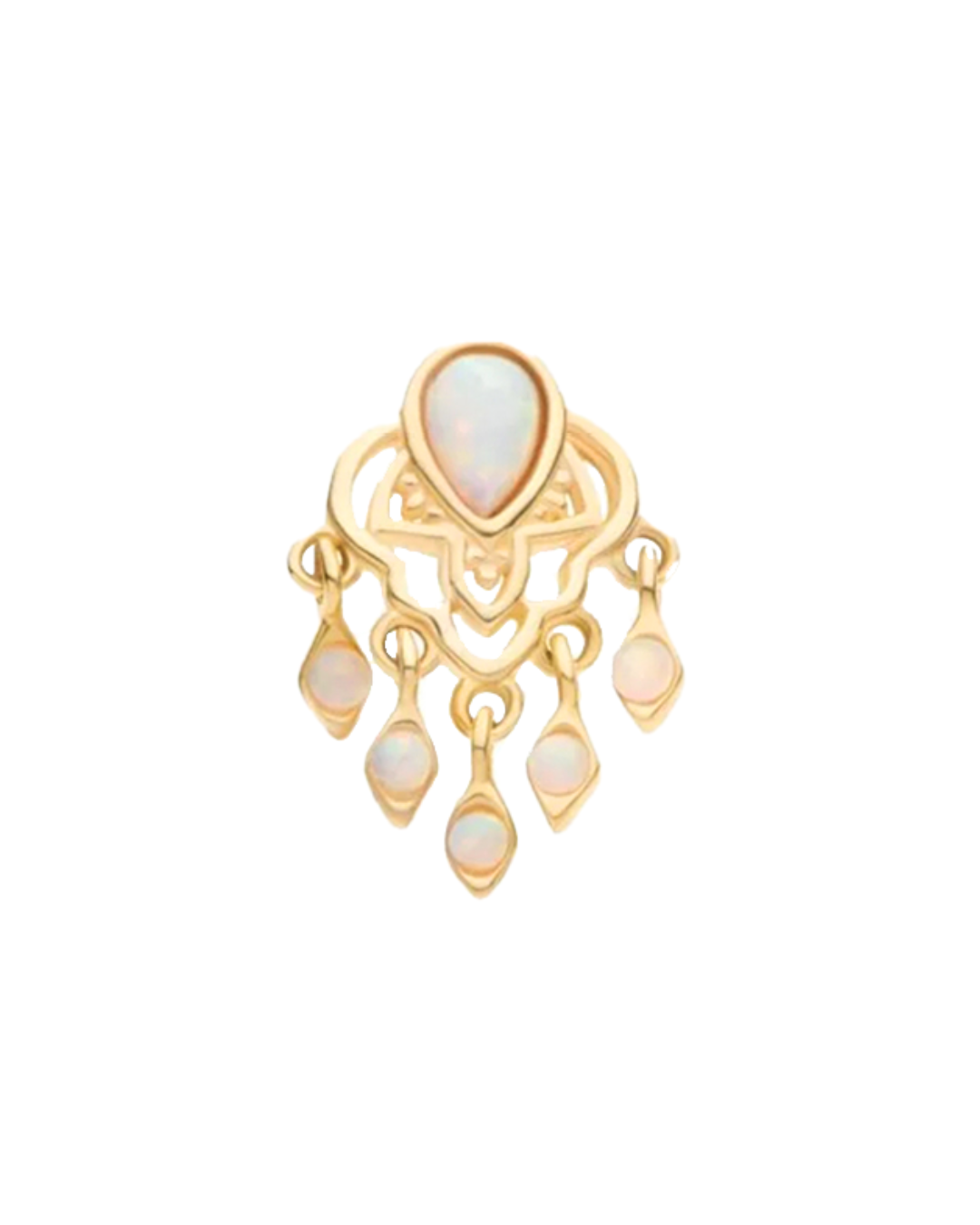 14K Gold Chandelier Opal Dangle Threadless Top