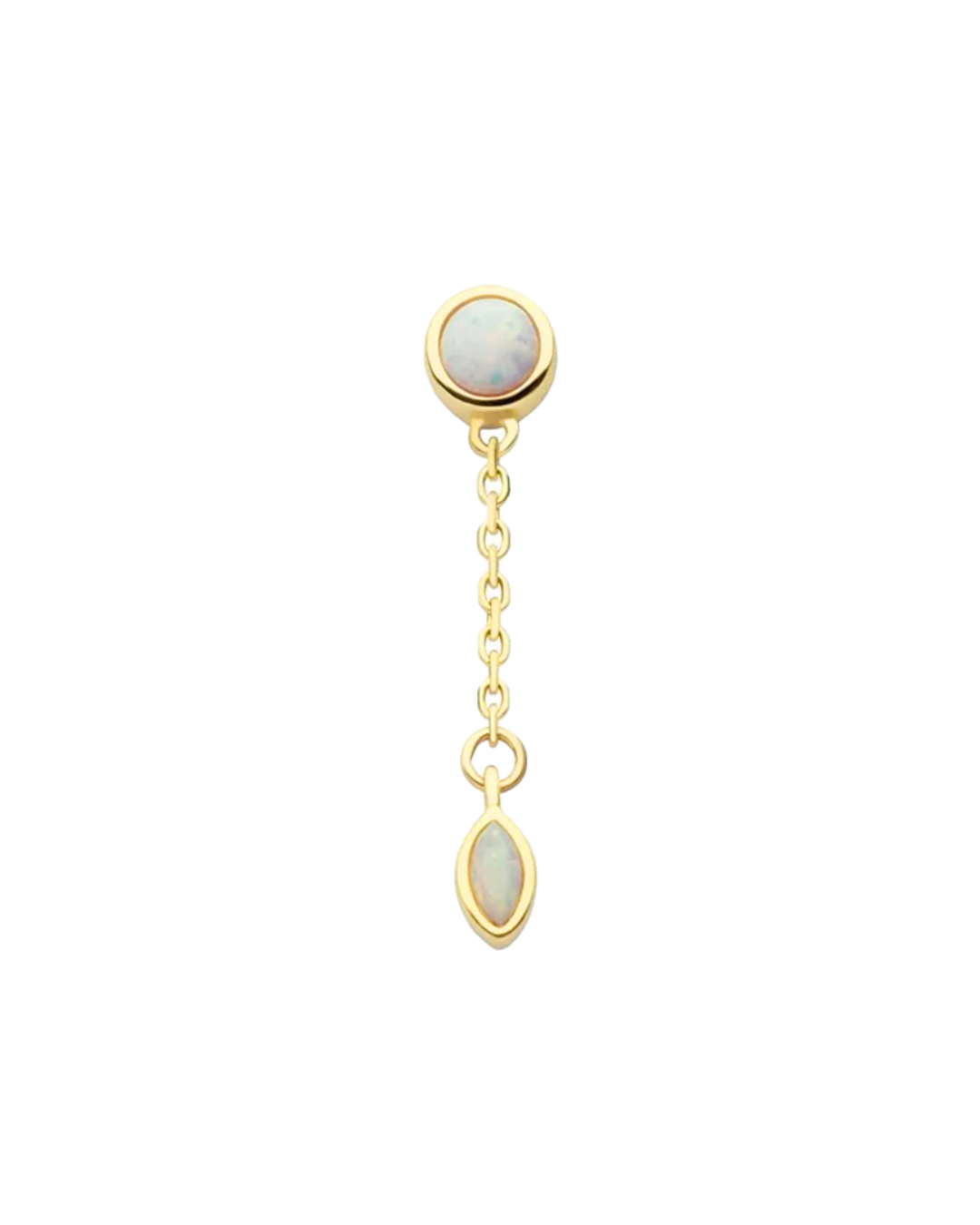 14K Gold Marquis Double Opal Dangle Threadless Top