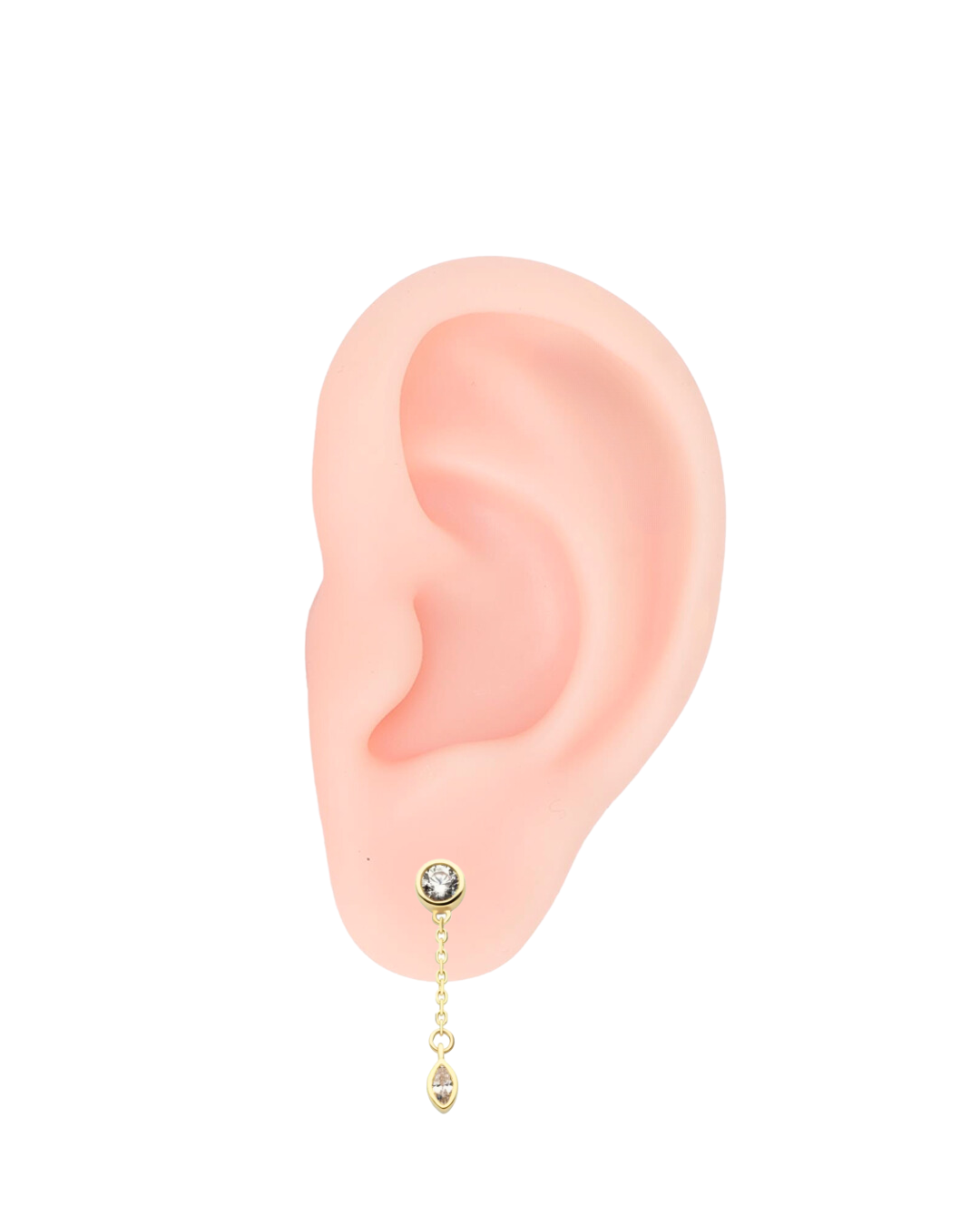 14K Gold Marquis Double Gemstone Dangle Threadless Top