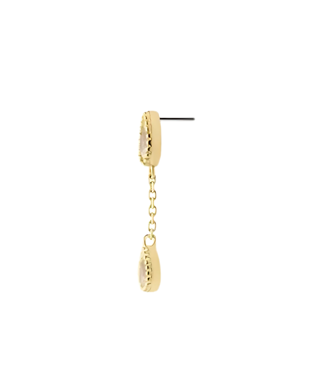14K Gold Teardrop Gemstone Dangle Threadless Top