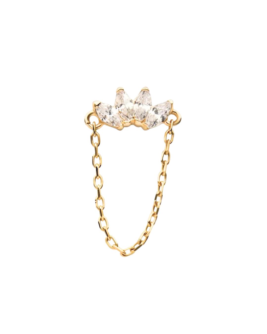 14K Gold Marquis Chevron Gemstone Dangle Threadless Top