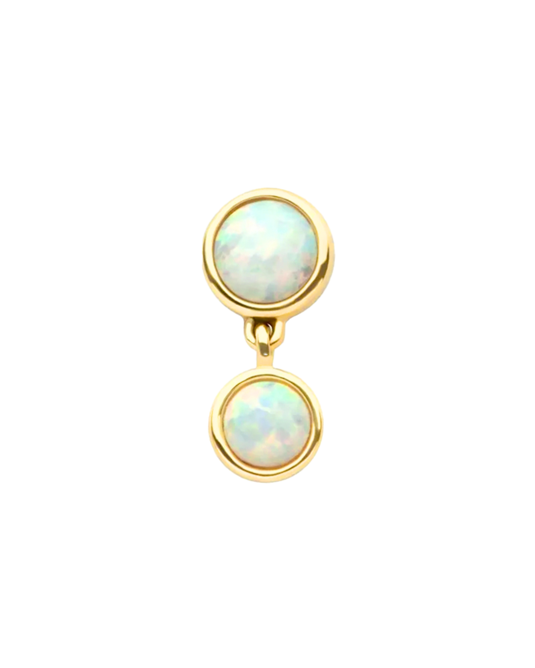 14K Gold Double Opal Bezel Dangle Threadless Top