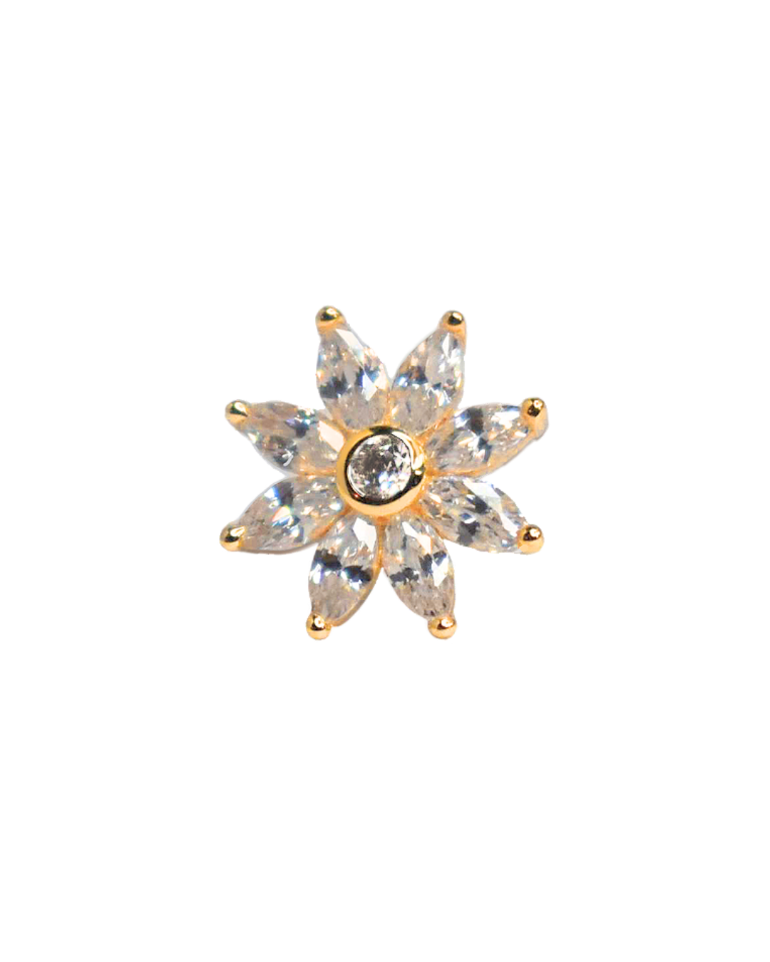 14K Gold Gemstone Flower Threadless Top