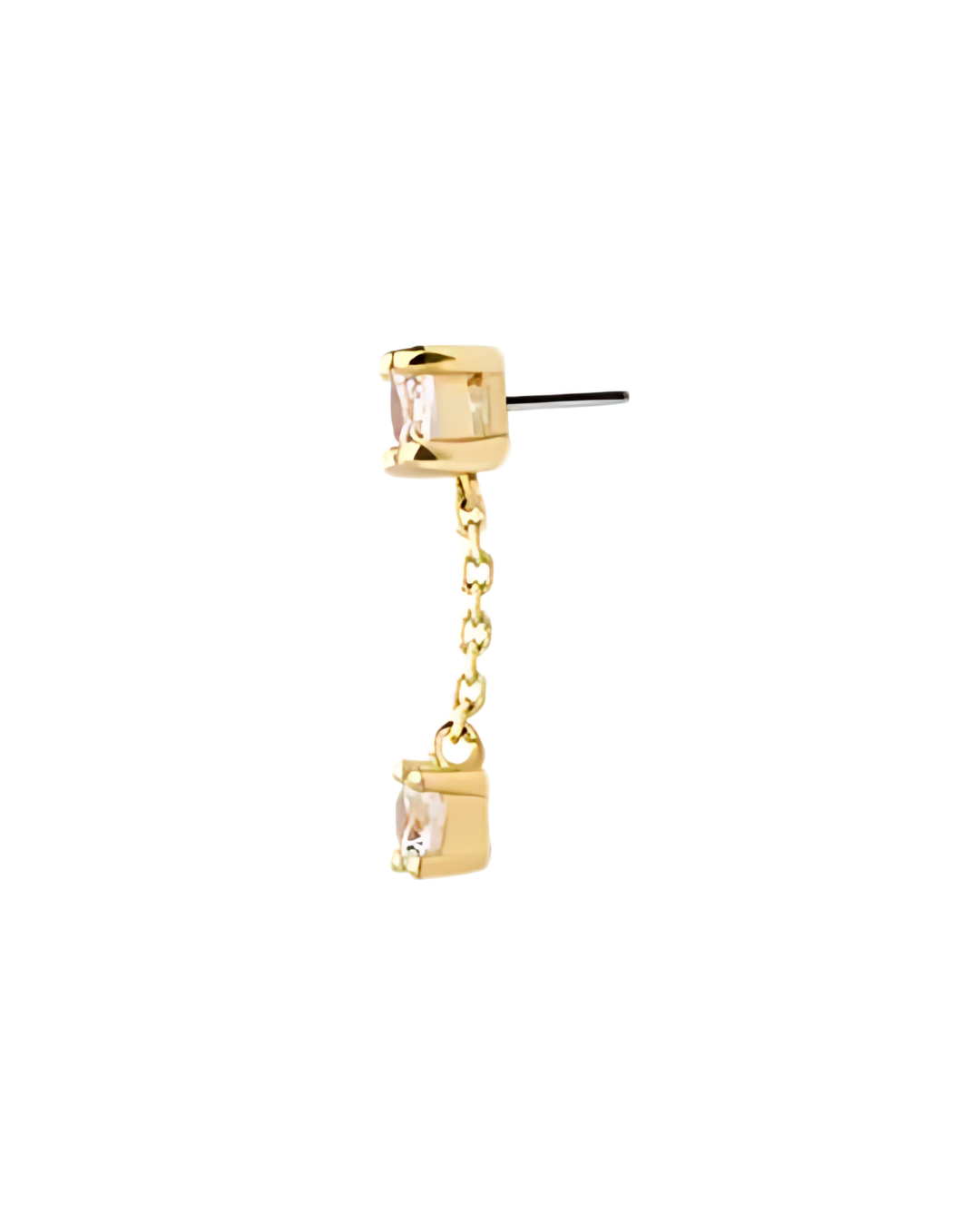 14K Gold Prong Double Gemstone Dangle Threadless Top