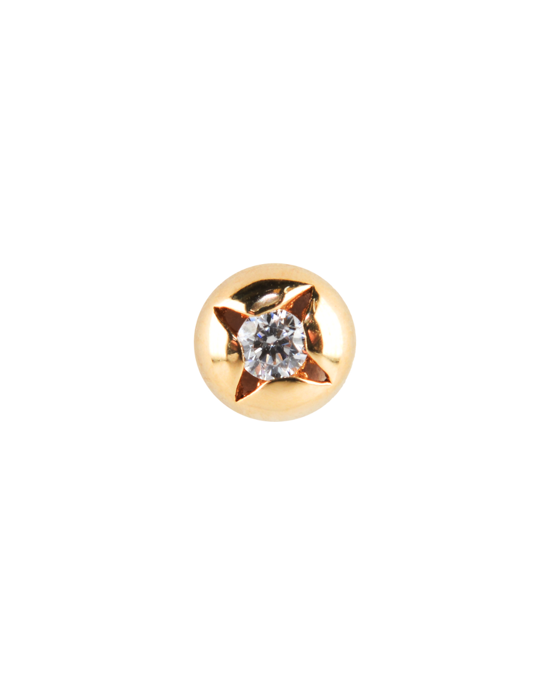 14K Gold Criss Cross Gemstone Dome Threadless Top
