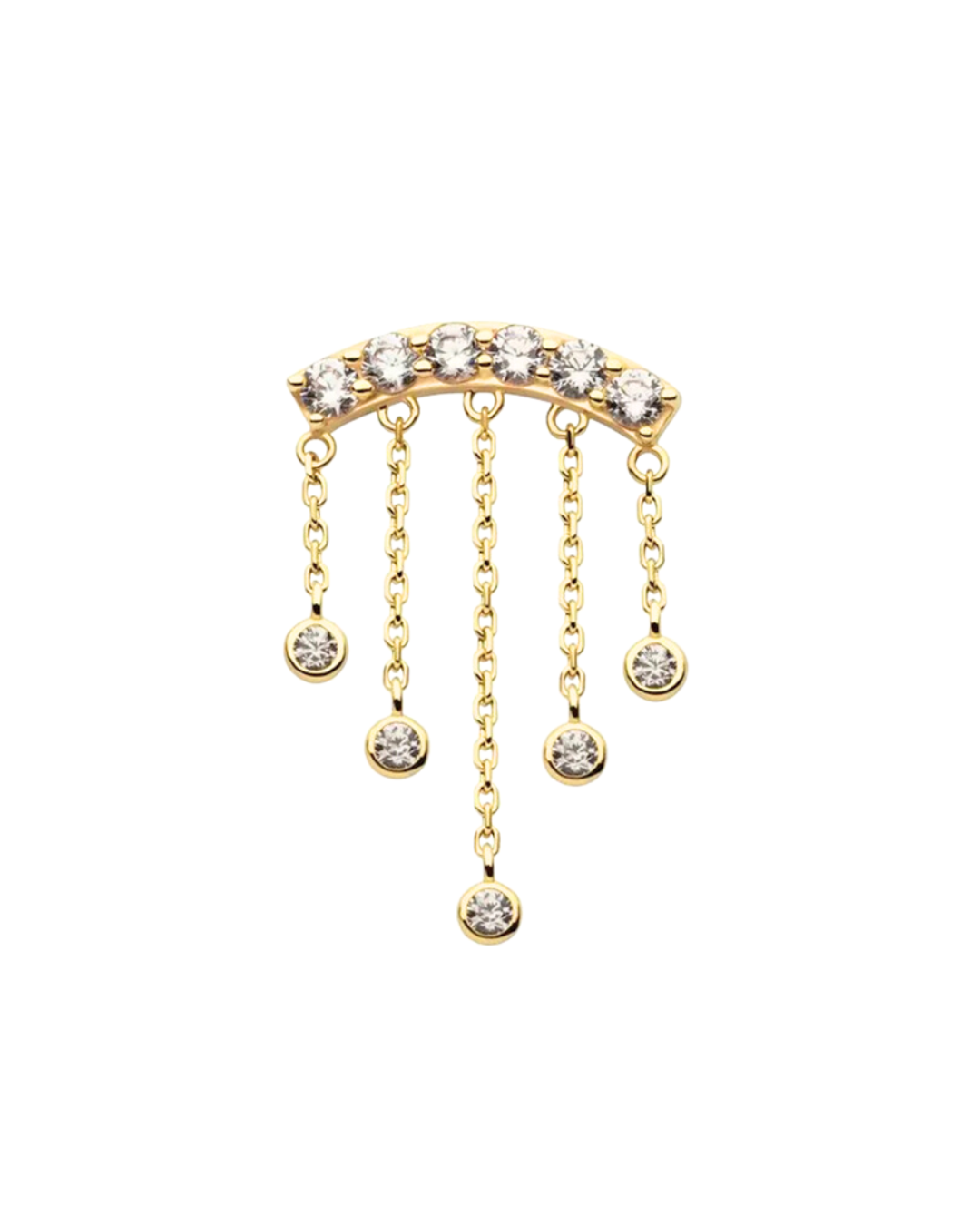 14K Gold Crescent Bezel Gemstone Dangle Threadless Top