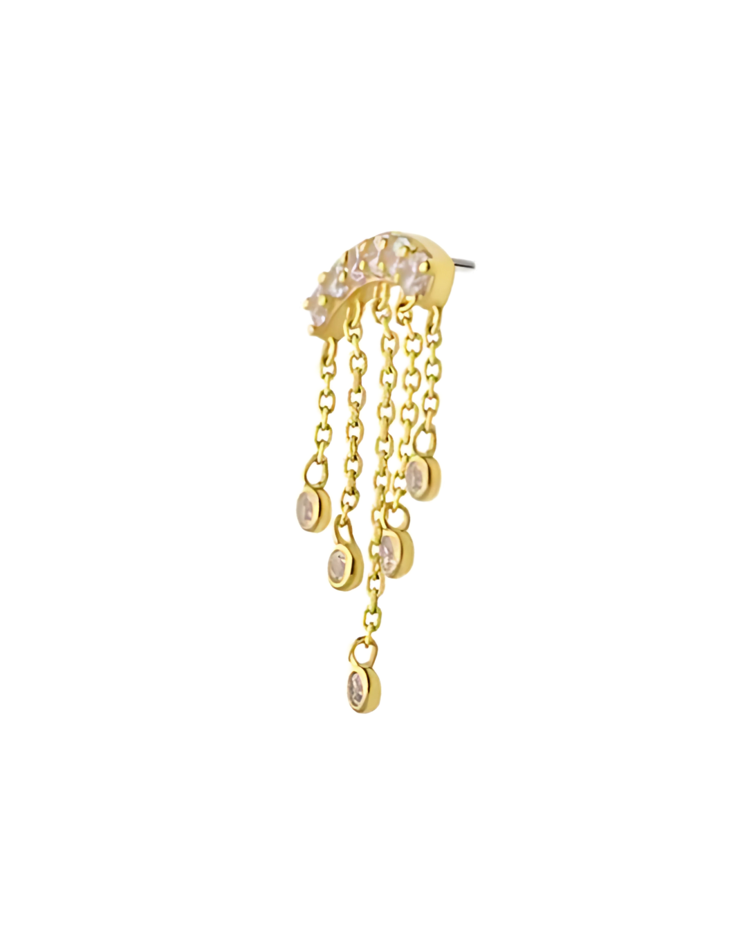 14K Gold Crescent Bezel Gemstone Dangle Threadless Top