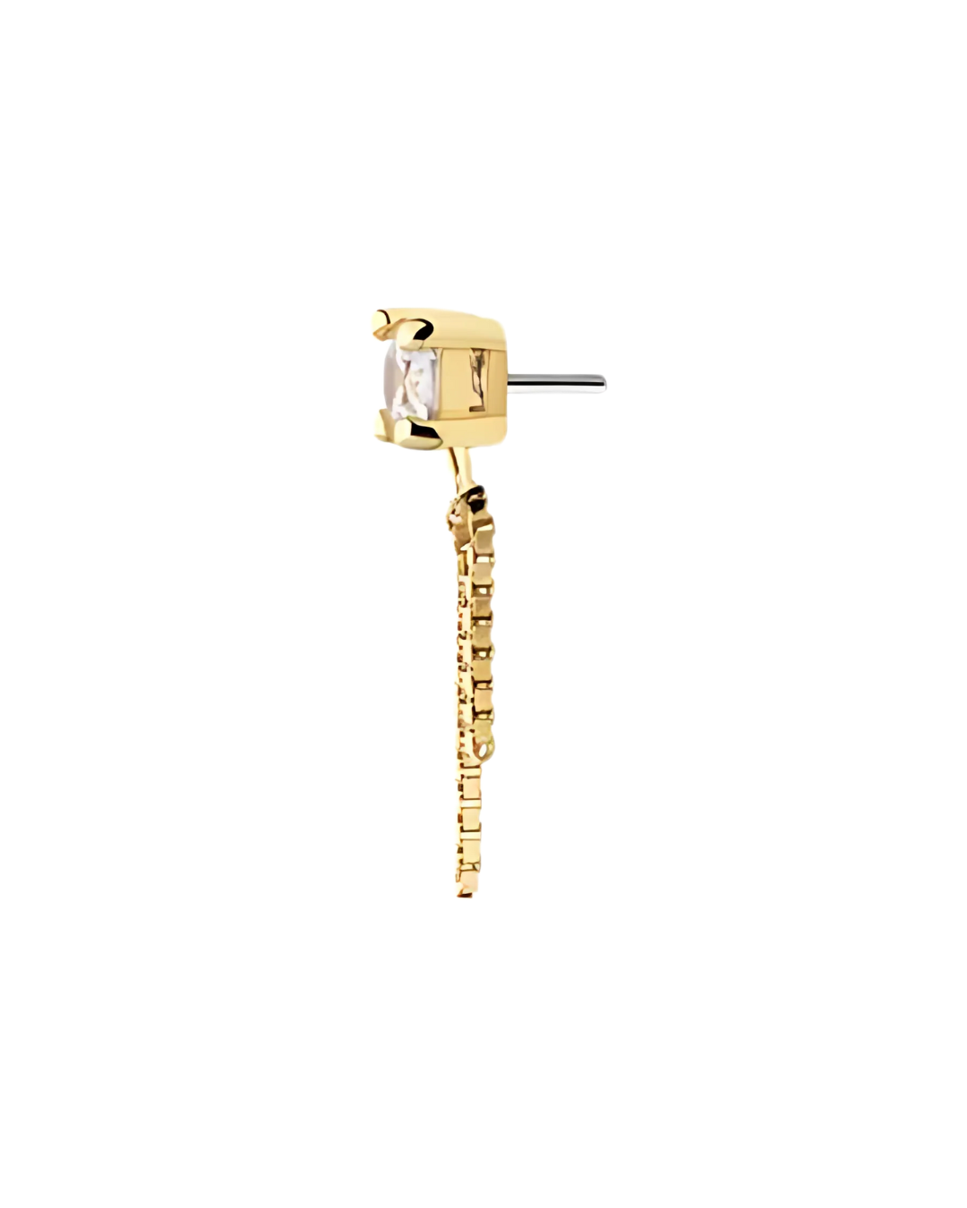 14K Gold Prong Gemstone Double-Chain Dangle Threadless Top