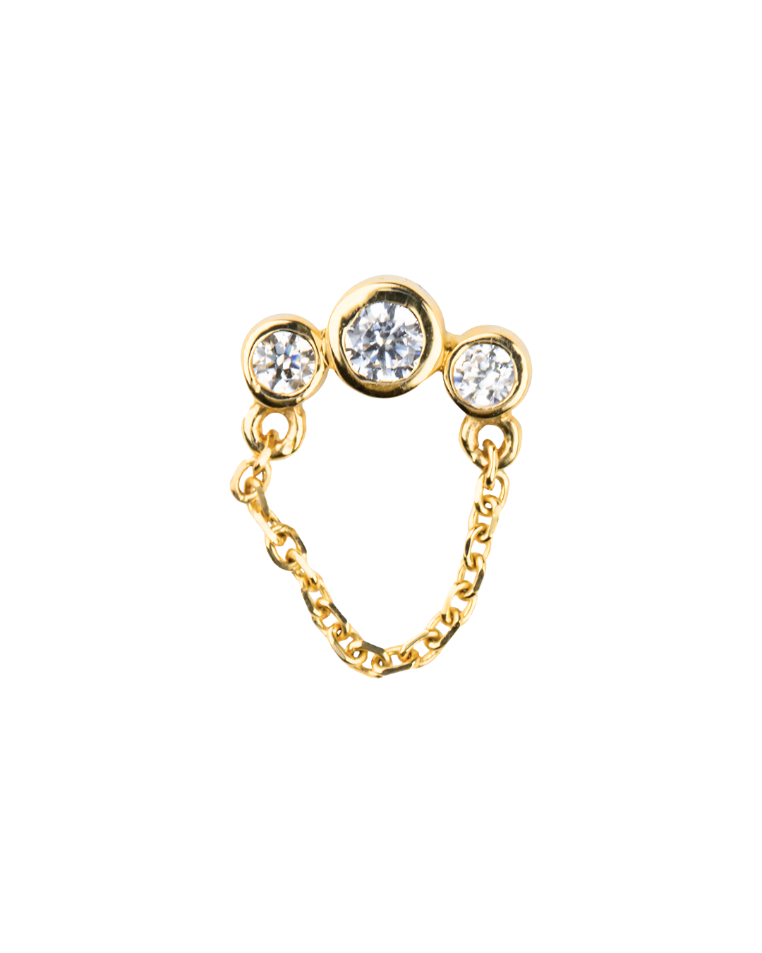 14K Gold Bezel Gemstone Chain Dangle Threadless Top