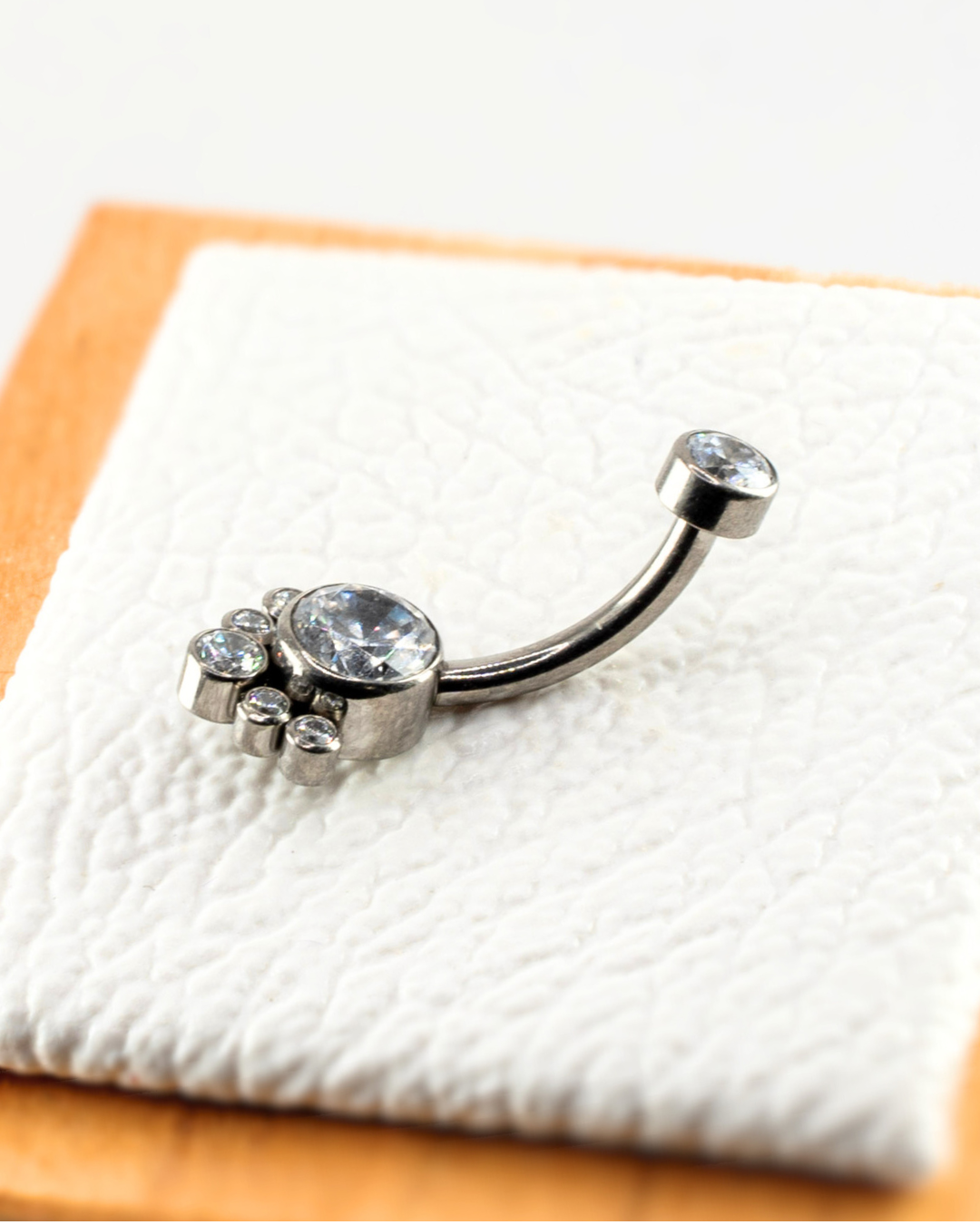 Titanium Double Gemstone Internally Threaded Navel Curved Barbell