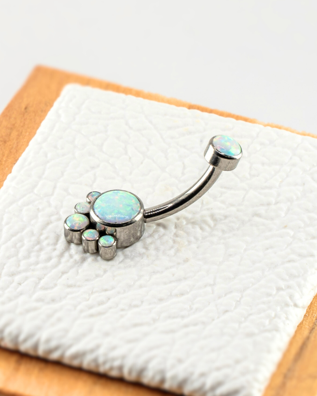 Titanium Double Gemstone Internally Threaded Navel Curved Barbell