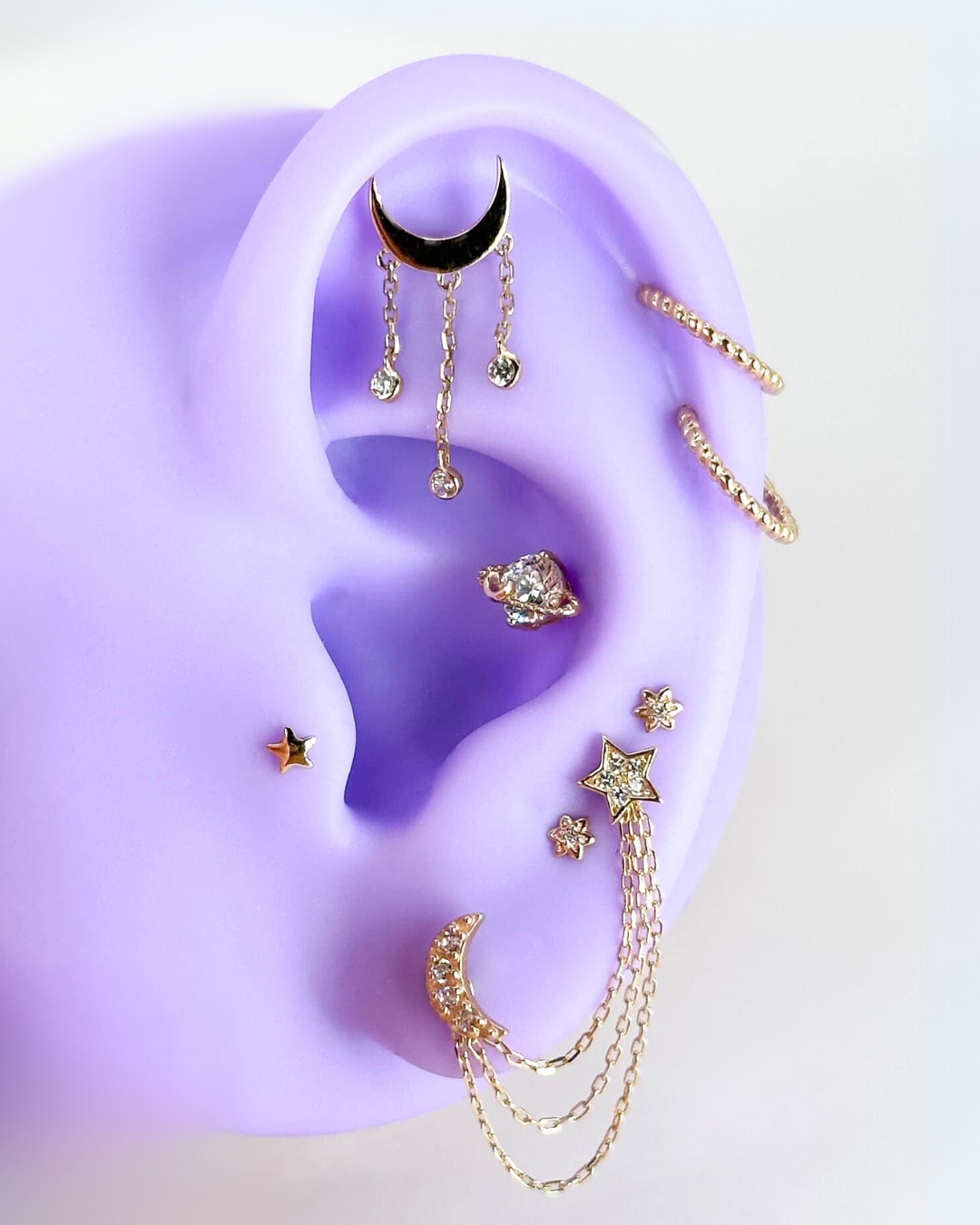 14K Gold Flower Gemstone Threadless Top