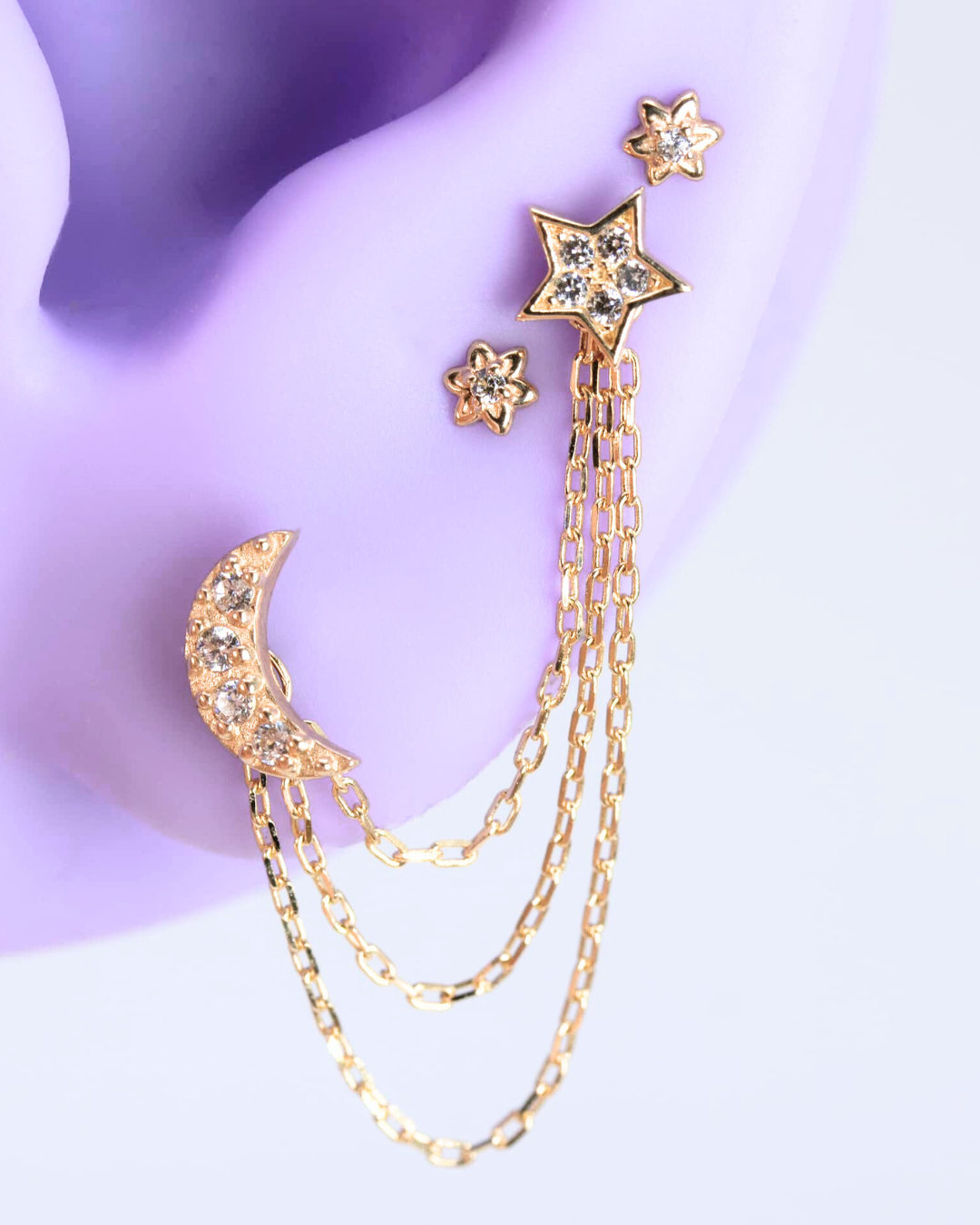 14K Gold Flower Gemstone Threadless Top