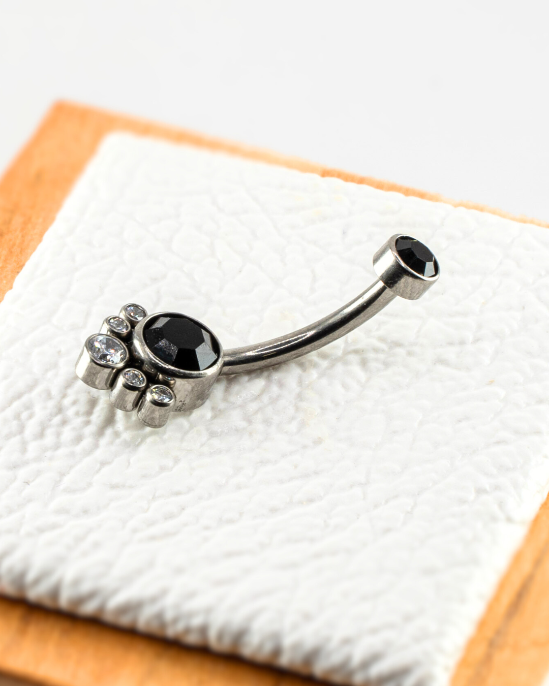 Titanium Double Gemstone Internally Threaded Navel Curved Barbell