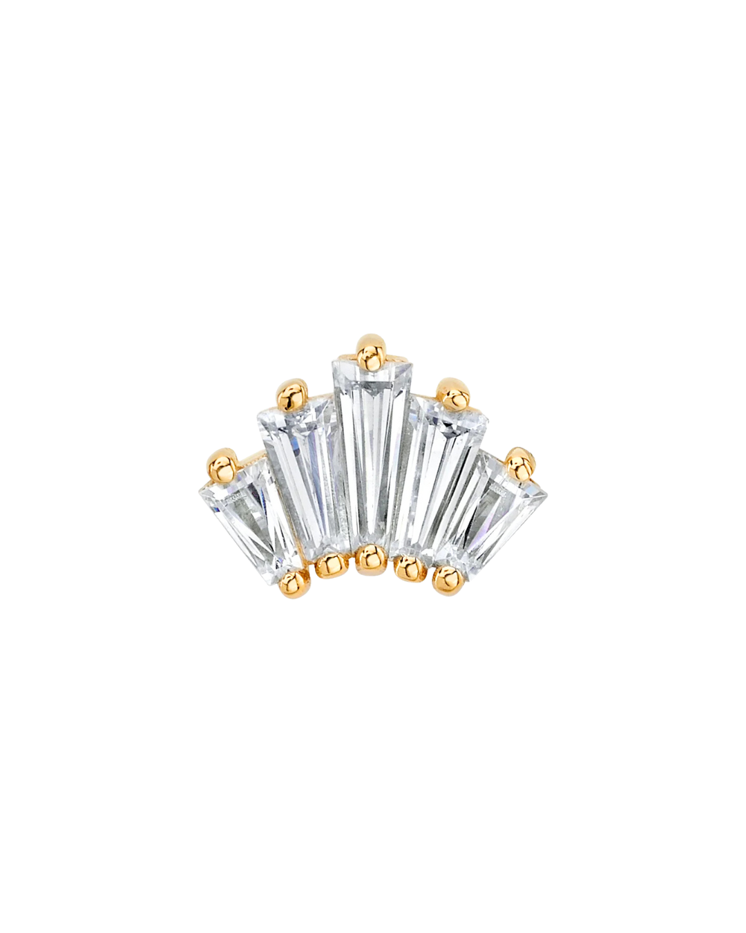 14K Gold Baguette Gemstone Chevron Threadless Top