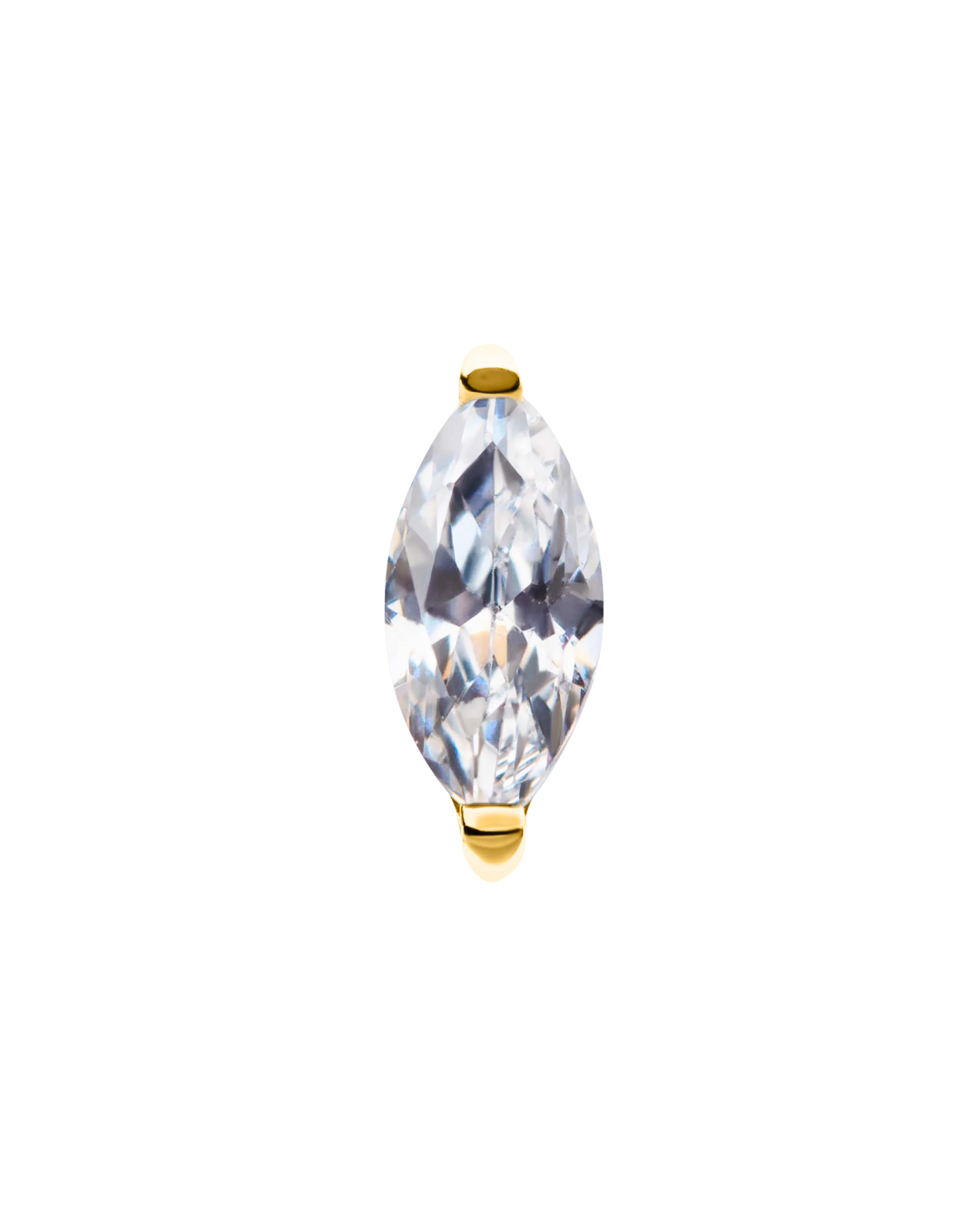 14K Gold Single Marquis Gemstone Threadless Top