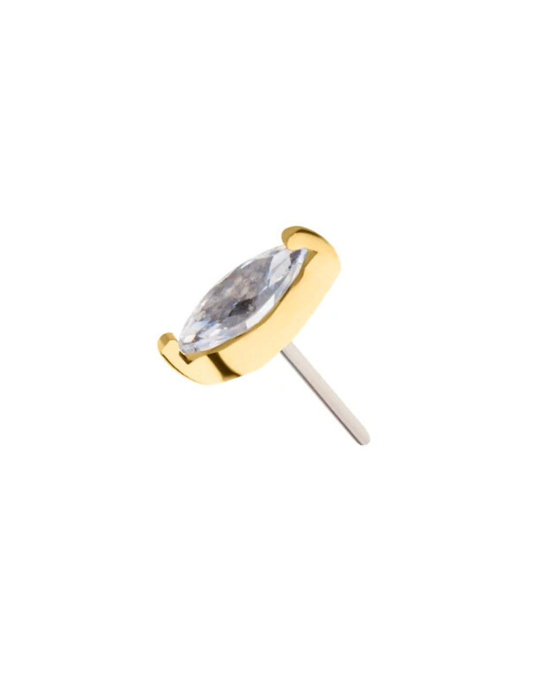 14K Gold Single Marquis Gemstone Threadless Top