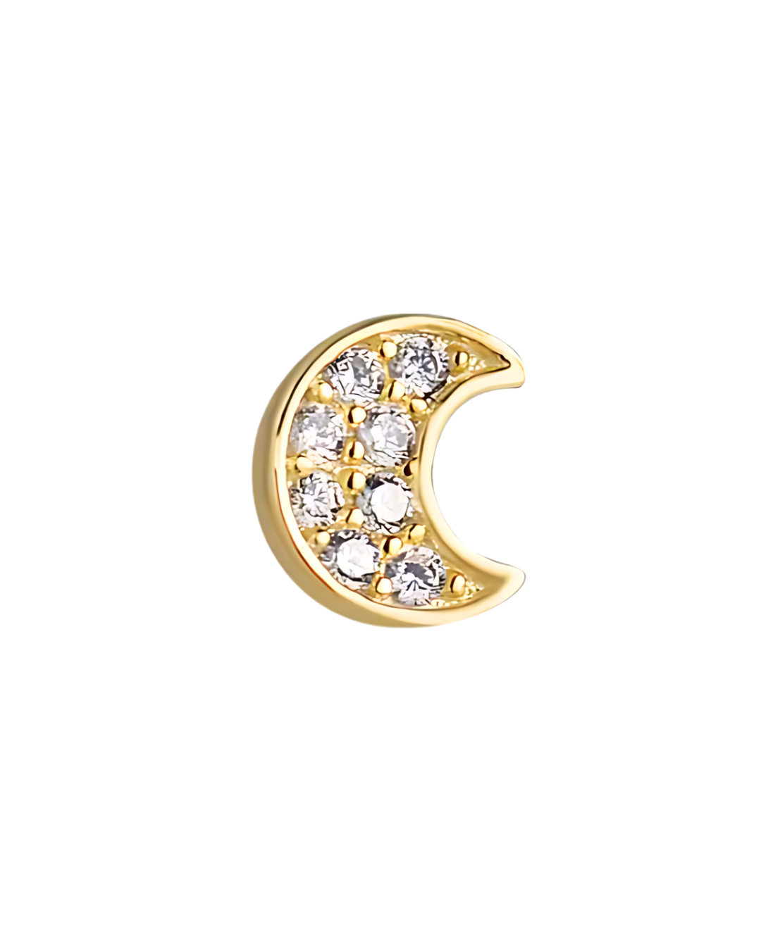 14K Gold Crescent Moon Gemstone Mini Threadless Top