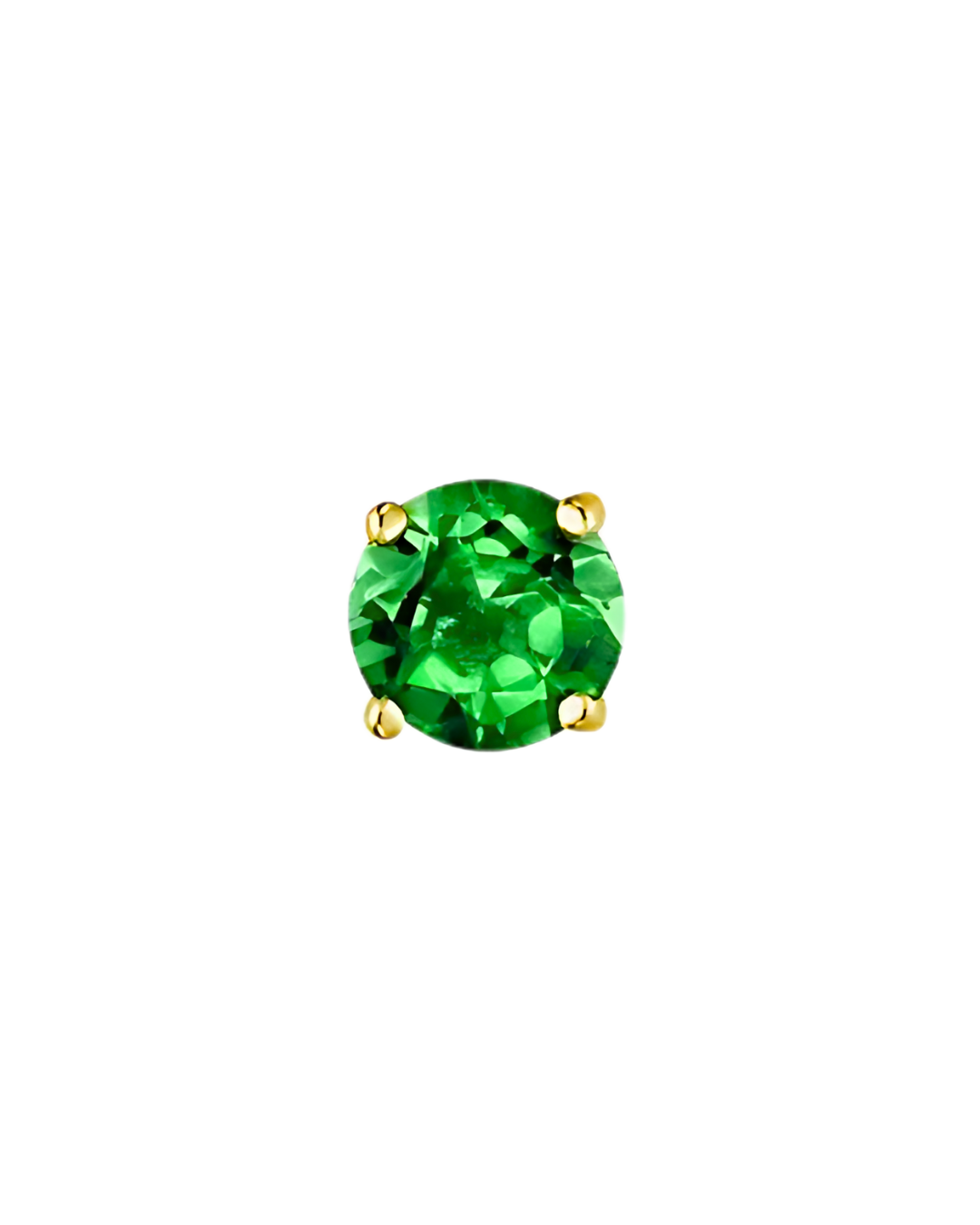 14K Gold Prong Gemstone Forest Green Threadless Top