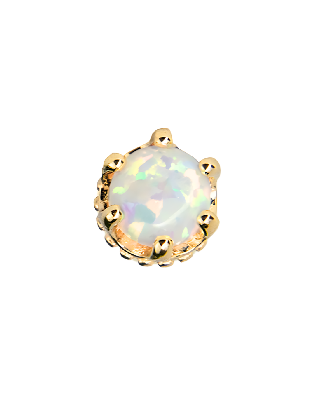 14K Gold Opal King's Crown Prong Dome Threadless Top