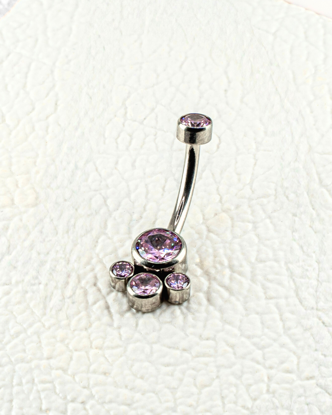 F-136 Titanium Paw Gemstone Cluster Navel Curved Barbell 14G