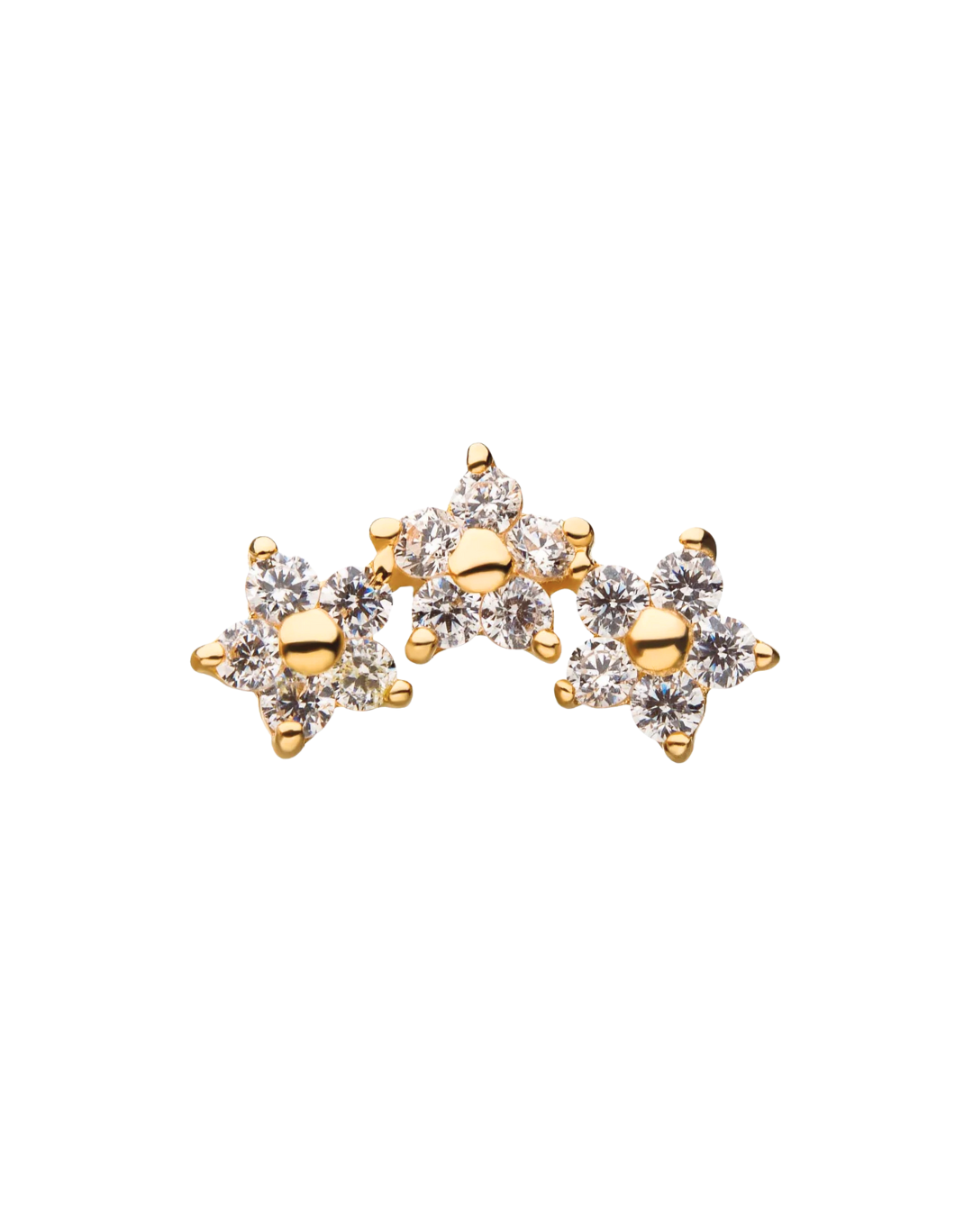14K Gold Triplet Gemstone Mini Daisy Threadless Top