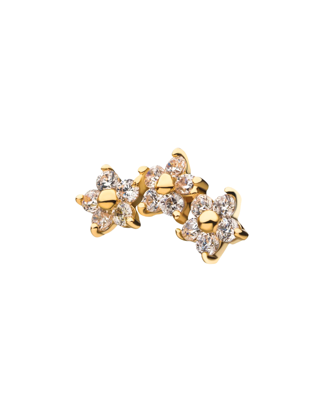 14K Gold Triplet Gemstone Mini Daisy Threadless Top