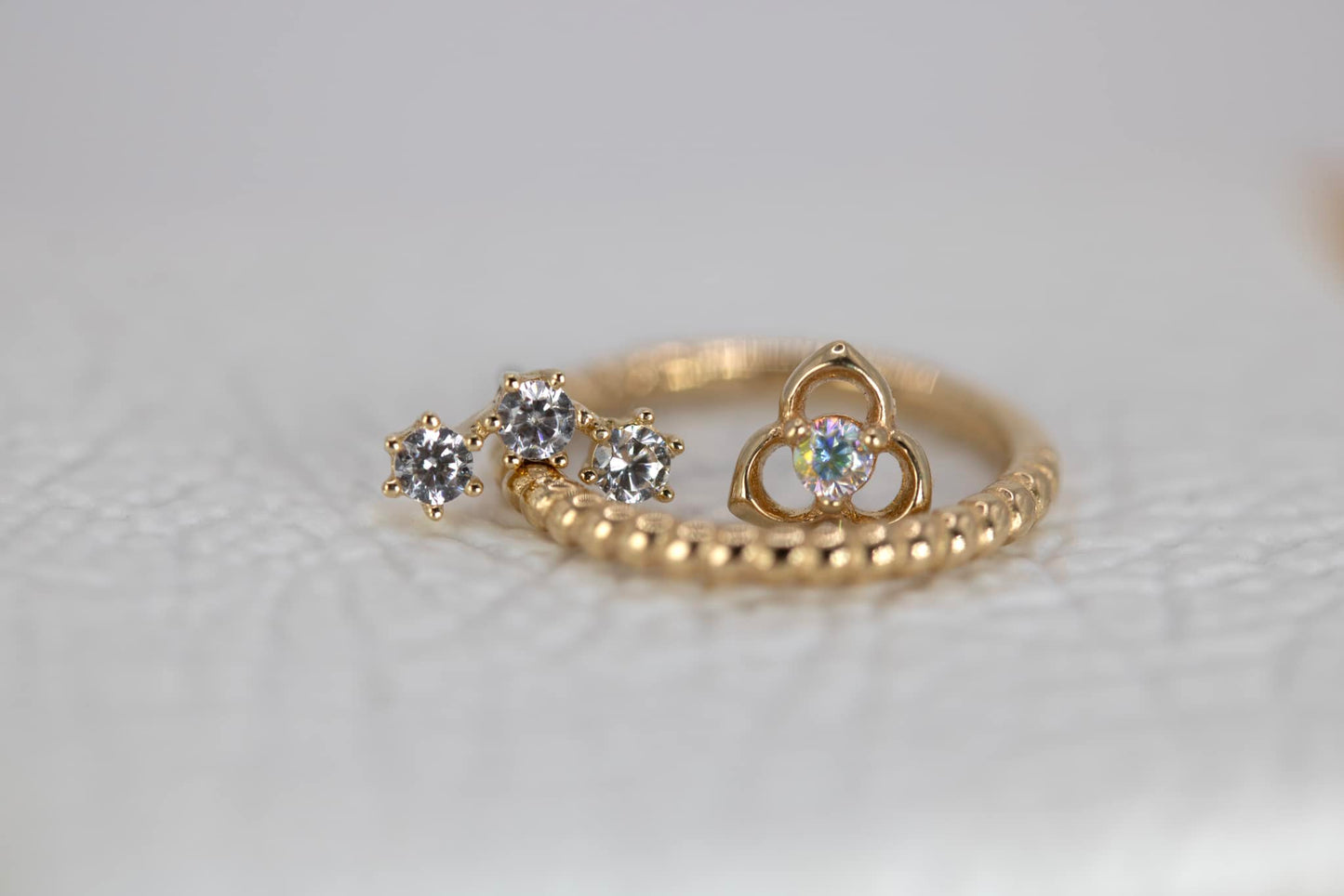14K Gold Triplet Prong Gemstone Threadless Top