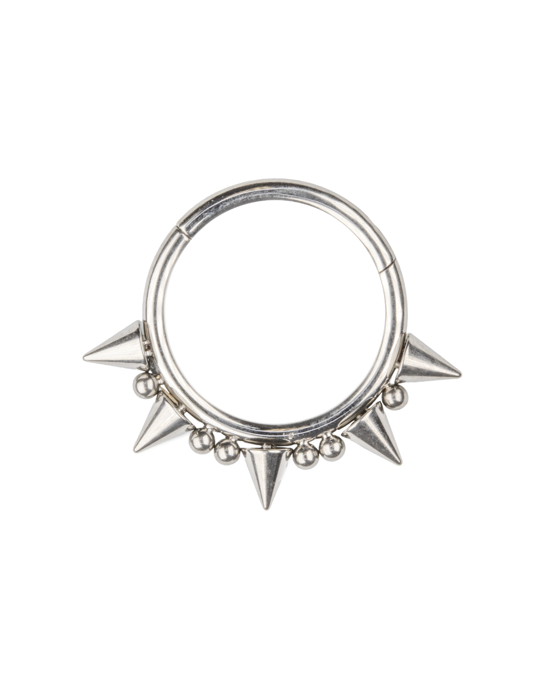 F-136 Titanium Beaded Spike Hinged Hoop 16G