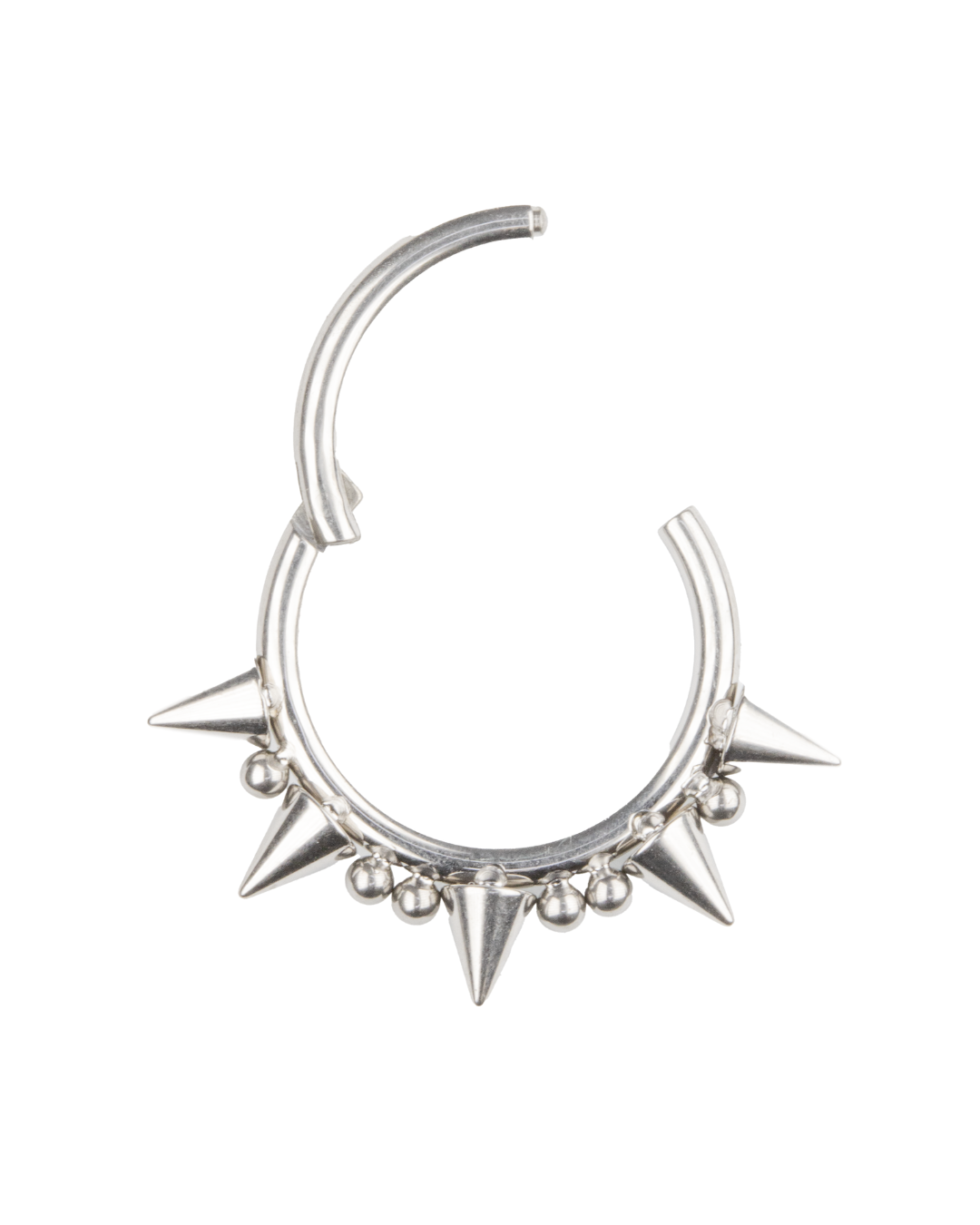 F-136 Titanium Beaded Spike Hinged Hoop 16G