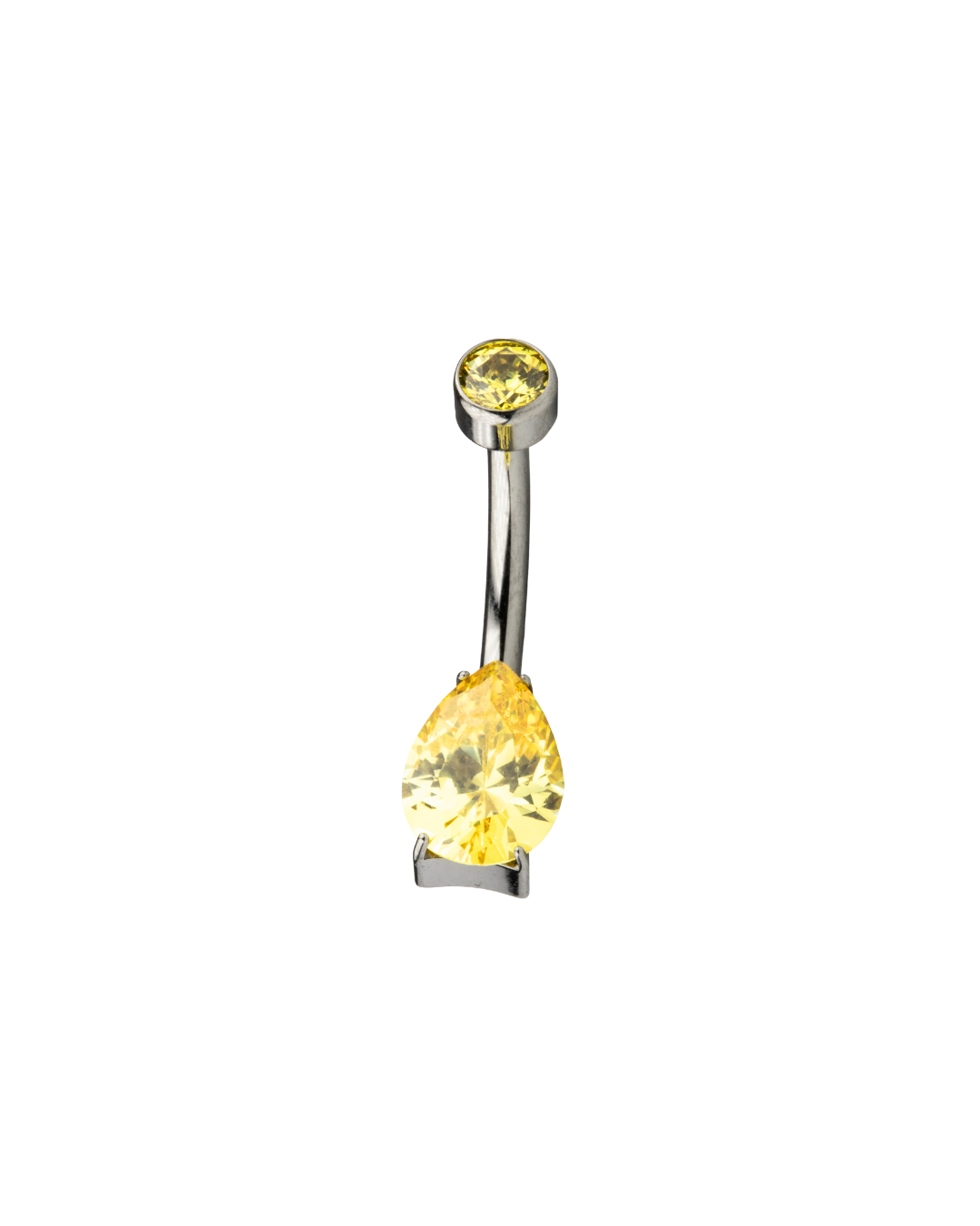 F-136 Titanium CZ Bezeled Navel Curved Barbell 14G