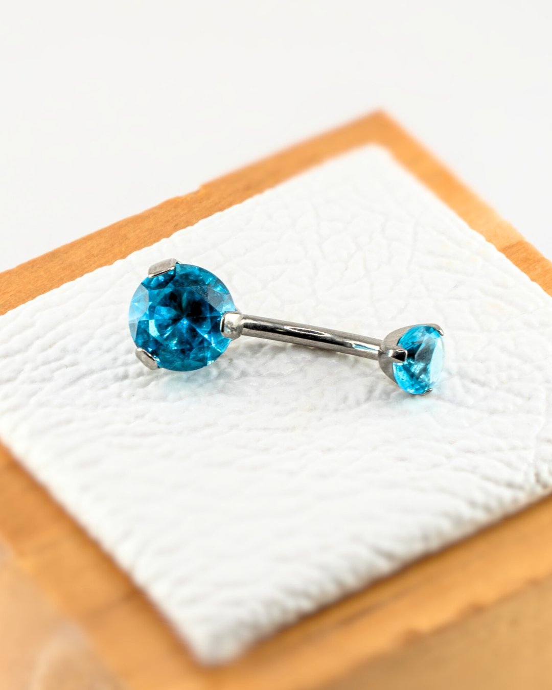 F-136 Titanium CZ Prong Navel Curved Barbell 14G