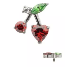 Titanium Cherry Gemstone Internally Threaded Top