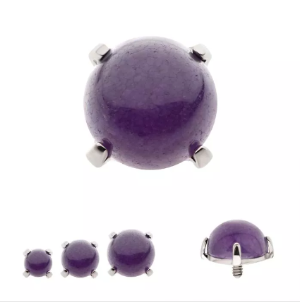 Titanium Dome Single Gemstone Internally Threaded 16G