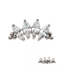 Titanium Gemstone Chevron Internally Threaded Top