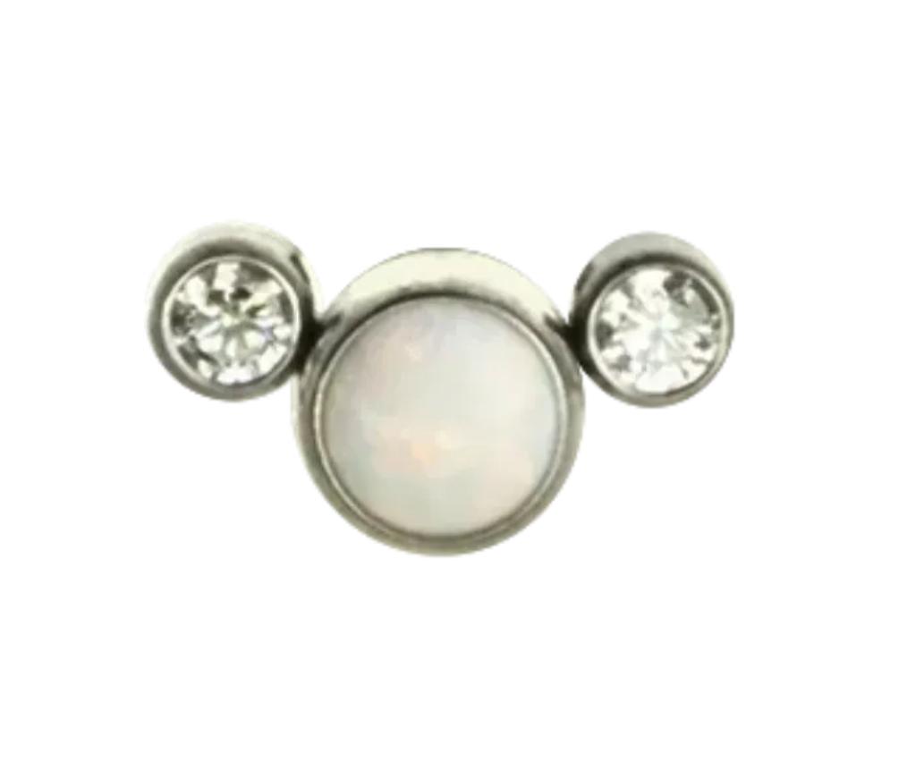 F-136 Titanium White Opal Mickey Internally Threaded 16G