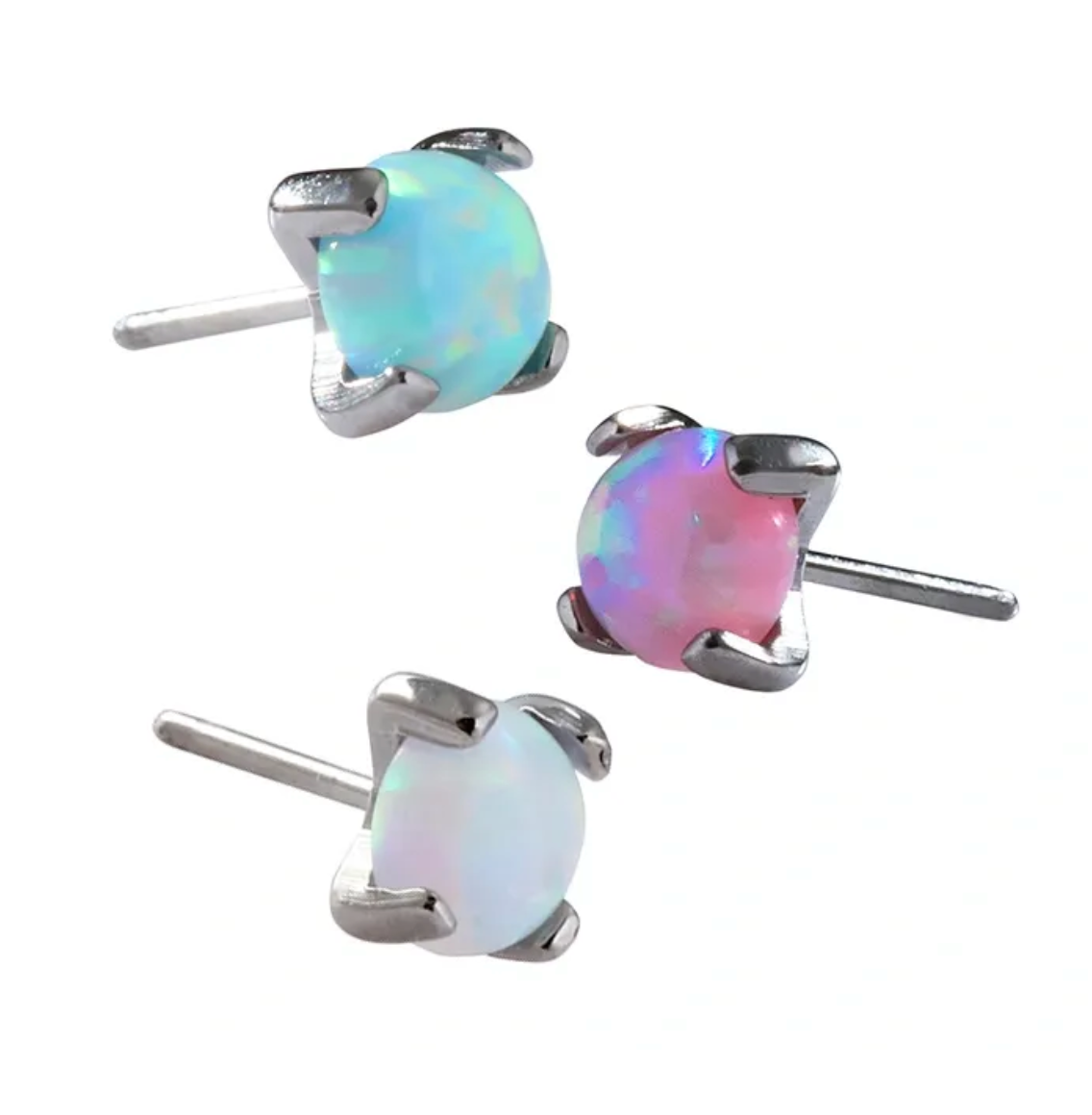 F-136 Titanium Threadless Prong Opal Top