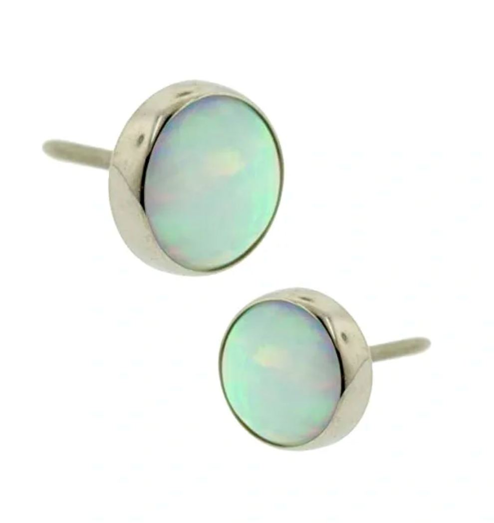 F-136 Titanium Threadless Single Gemstone Bezel Opal Top