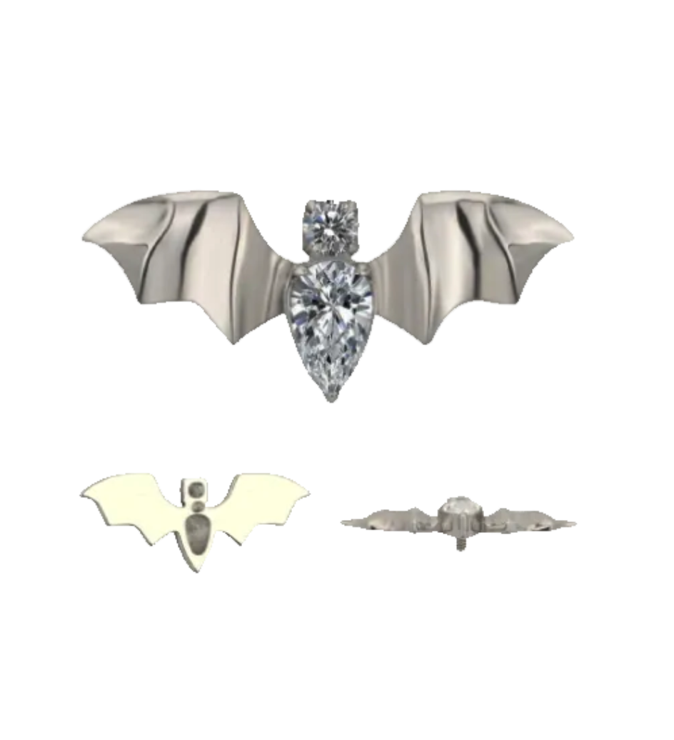 F-136 Titanium Gemstone Bat Internally Threaded 16G