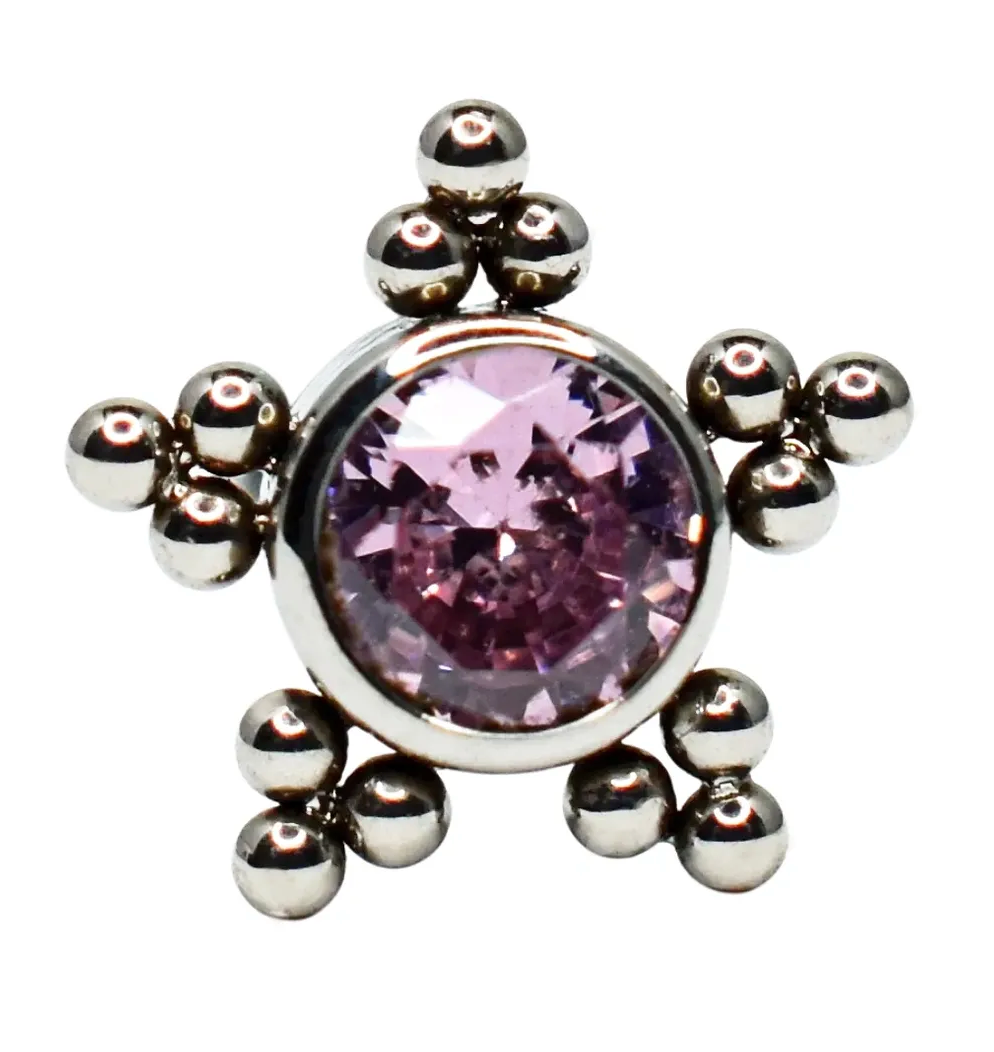 F-136 Titanium Star CZ Top with Pointed Dots Top for 16G Post