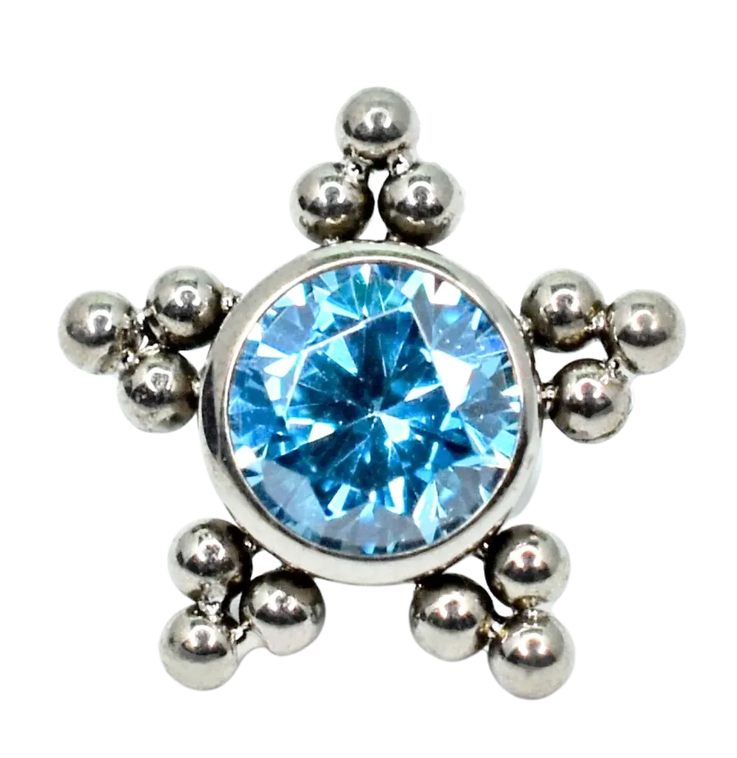 F-136 Titanium Star CZ Top with Pointed Dots Top for 16G Post
