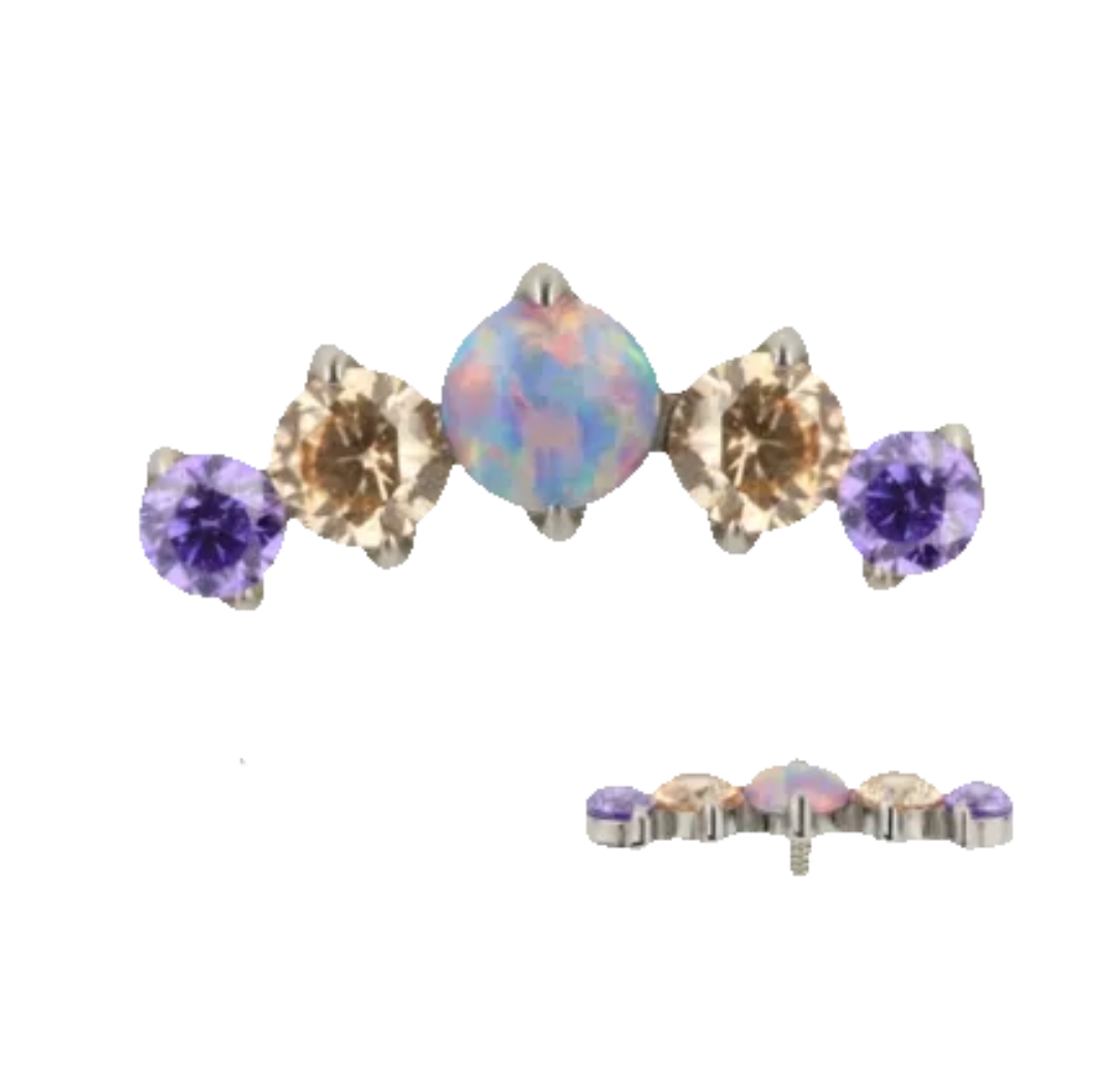 F-136 Titanium Chevron Gemstone Cluster Internally Threaded 16G