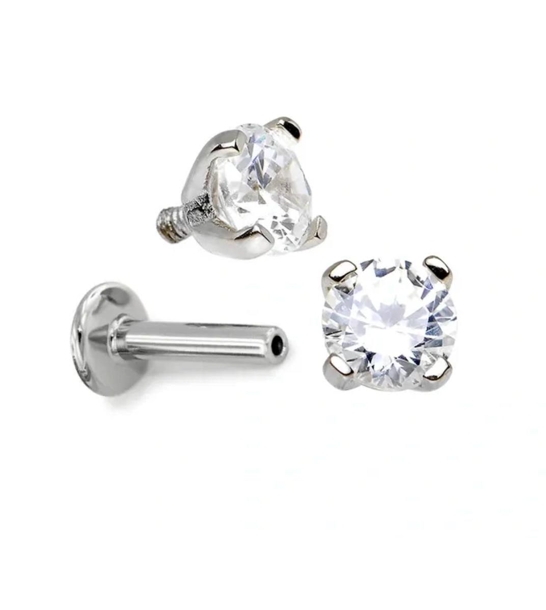 F-136 Titanium Single Gem Prong Internally Threaded 16G