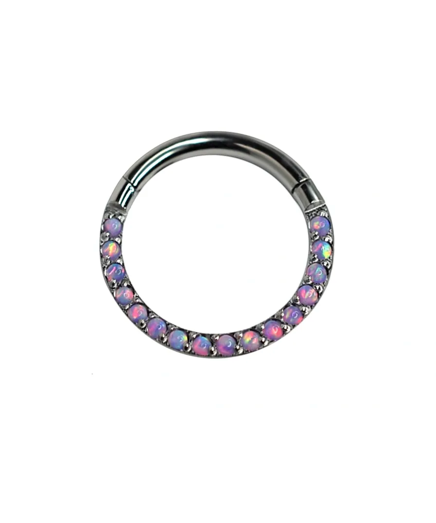 F-136 Titanium Opal Paved 16g 5/16" Hinged Hoop