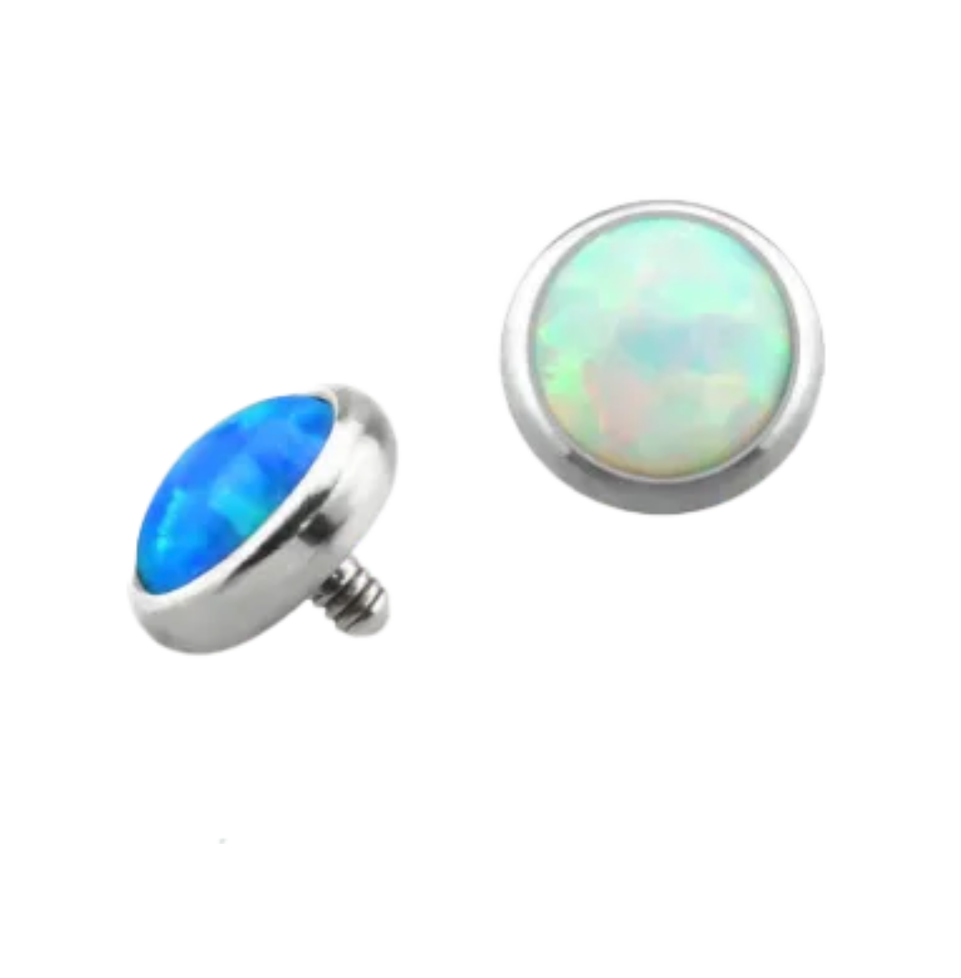 F-136 Titanium Opal Single Gemstone Dermal Internally Threaded 14G