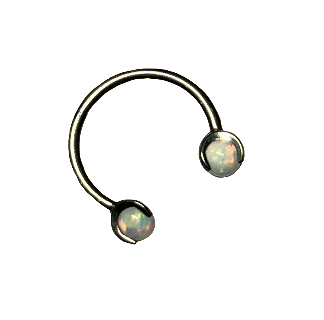 F-136 Titanium Horseshoe with Opal Claw Ball Ends Internally Threaded 16G
