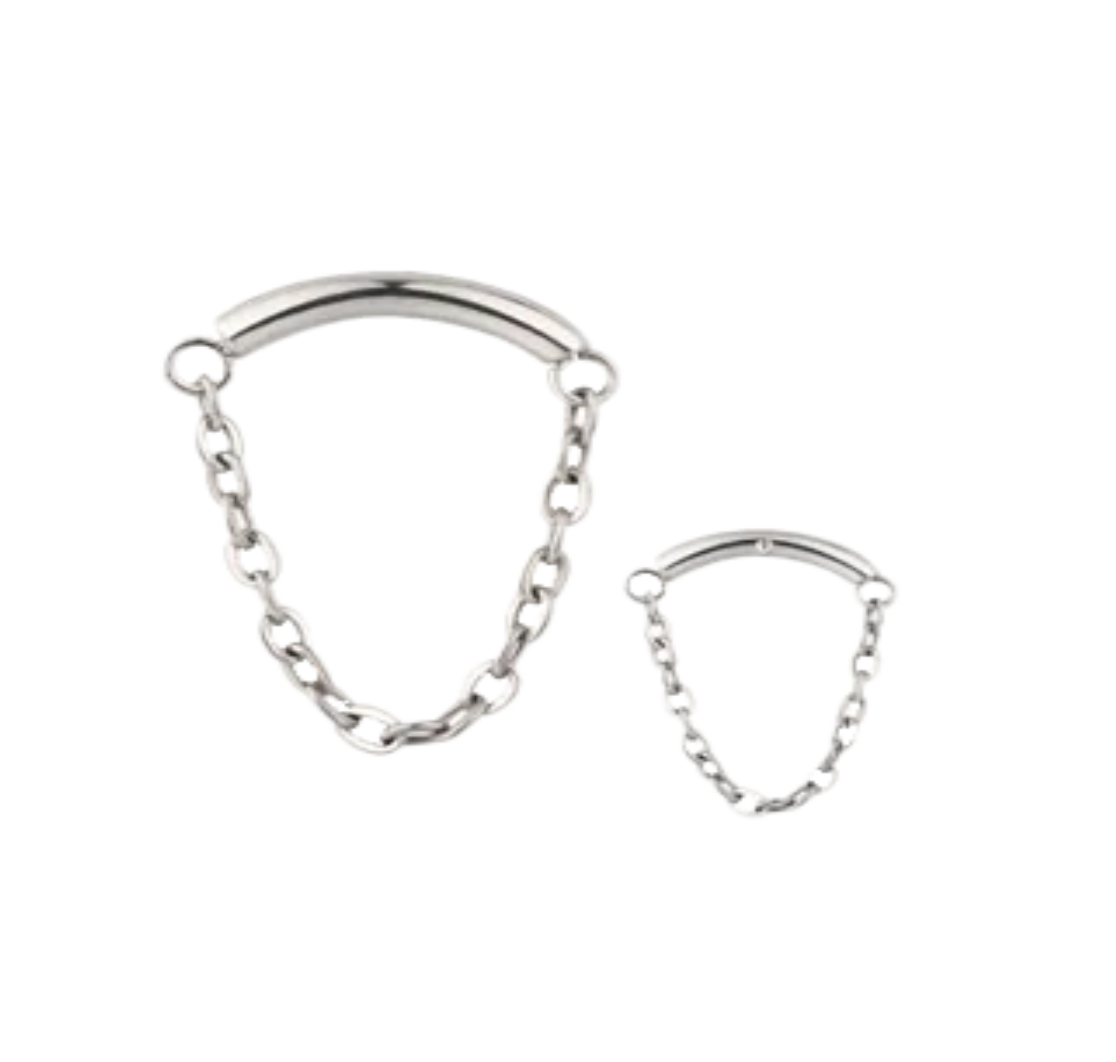 F-136 Titanium Curved Bar Chain Dangle Internally Threaded 16G