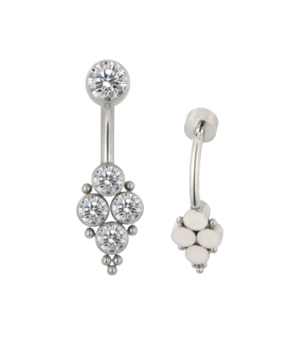 F-136 Titanium Gemstone Cluster Chandelier Curved Barbell