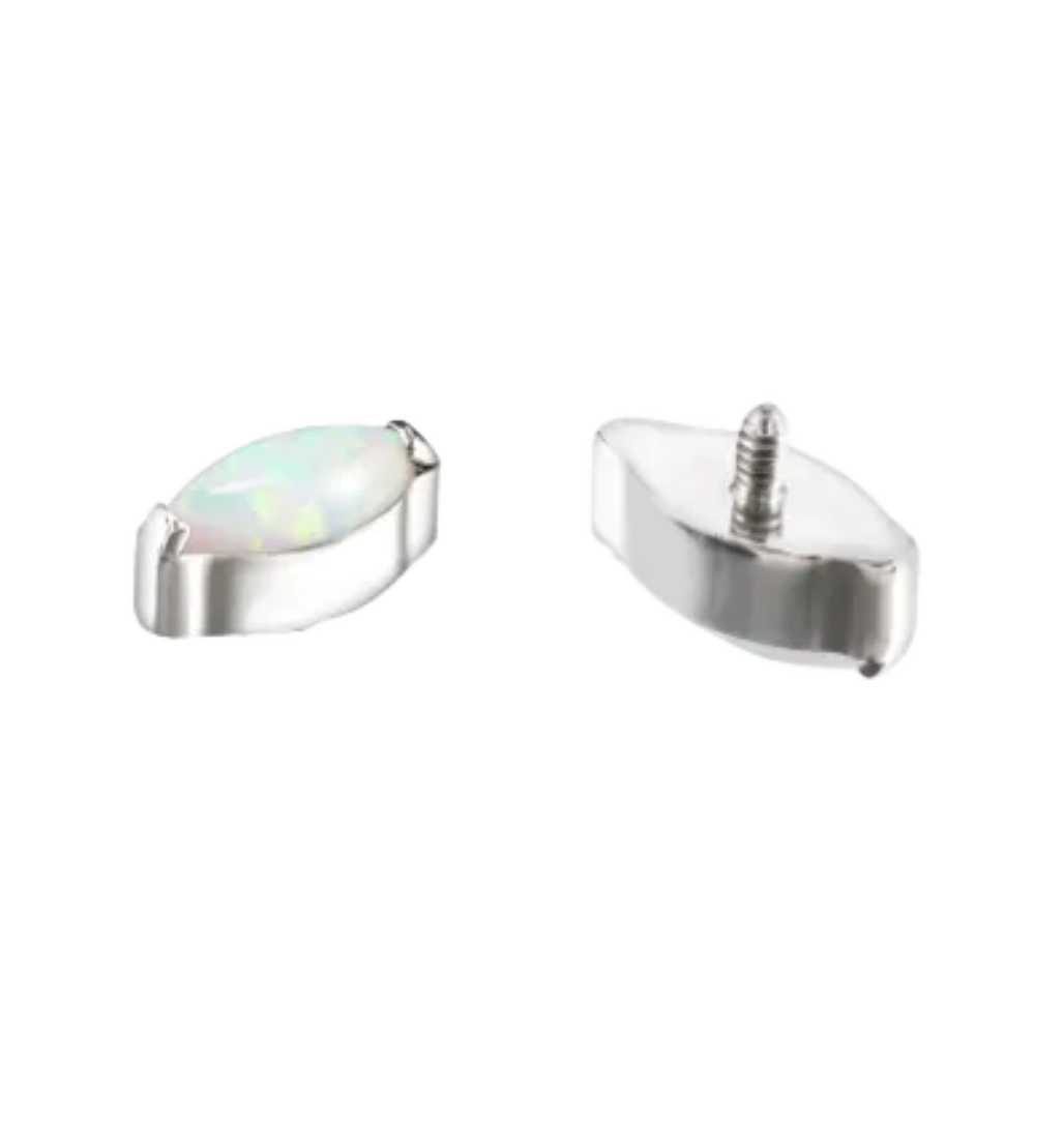 F-136 Titanium White Opal Marquis Internally Threaded 16G